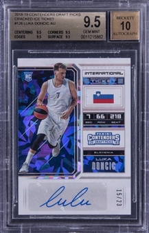 2018-19 Panini Contenders Draft Picks Autographs Cracked Ice #126 Luka Doncic Signed Rookie Card (#15/23) - BGS GEM MINT 9.5/BGS 10 – TRUE GEM!